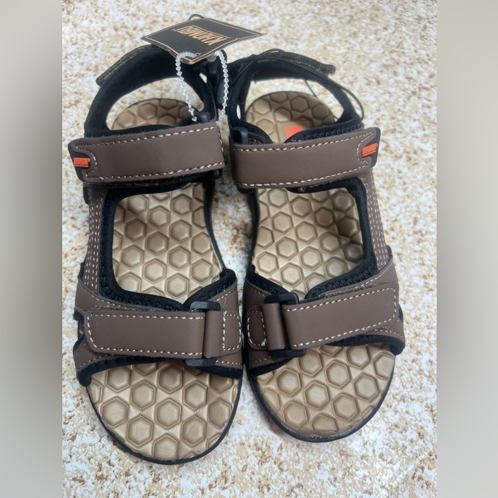 Khombu Brown Kids Sandals with Black Accents
